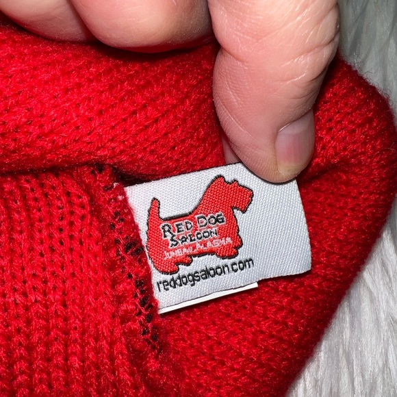 Red Dog Saloon in Juneau Alaska Ribbed Pompom Beanie - Picture 3 of 4